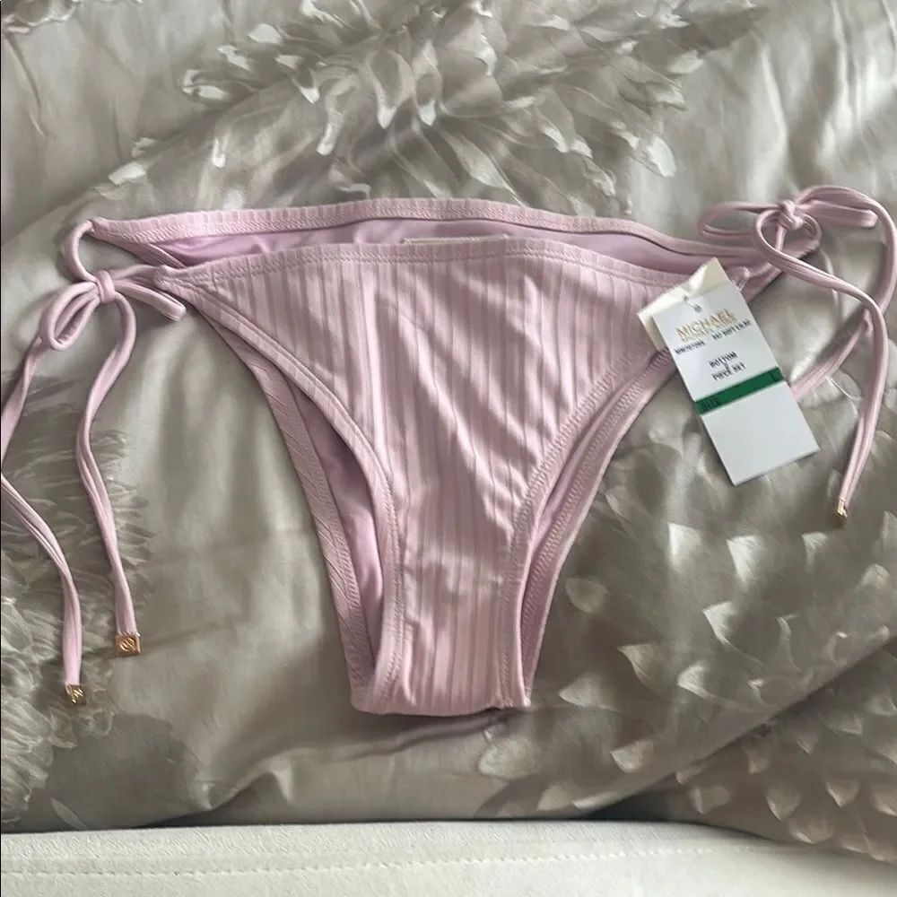 Michael Kors Blush Bikini Bottom with Side Ties NWT size large